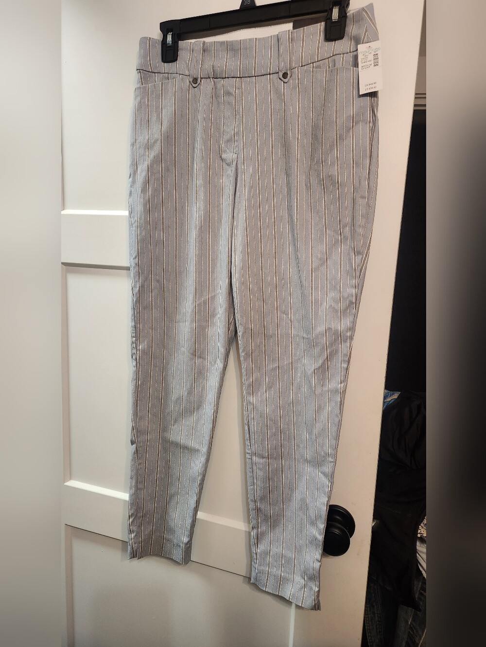 Striped Gray Business Casual Pants